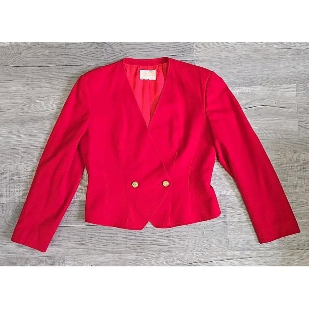 Vtg Pendleton Red Virgin Wool Coat Double Breasted Jacket Womens Blazer Size 12‎